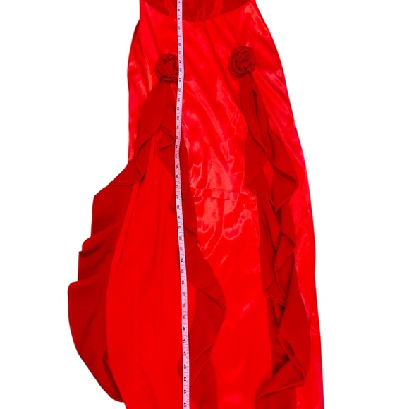 Strapless Flounced Maxi Dress Elegant Red - Picture 13 of 17